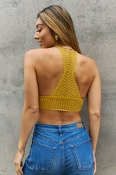 Leto Boho Ribbed Lace Racerback Bralette in Straw – Chic and Comfortable